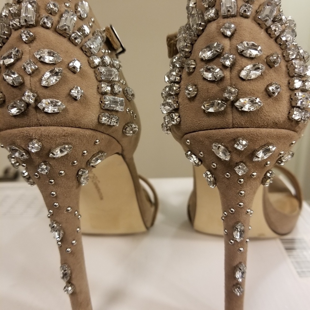 BCBG Glam Estelle Taupe Shoes with Rhinestones